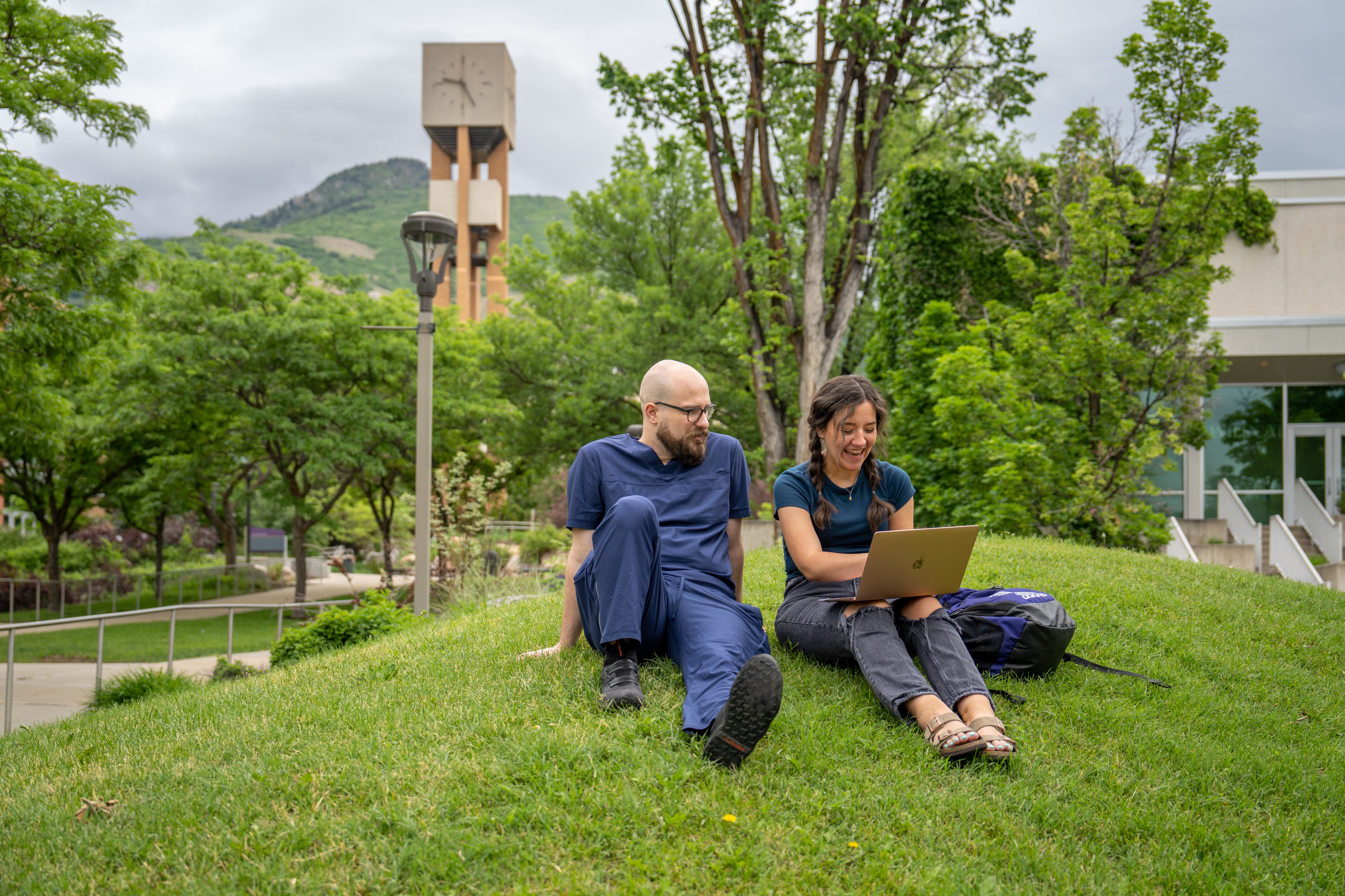 Students studying outdoors